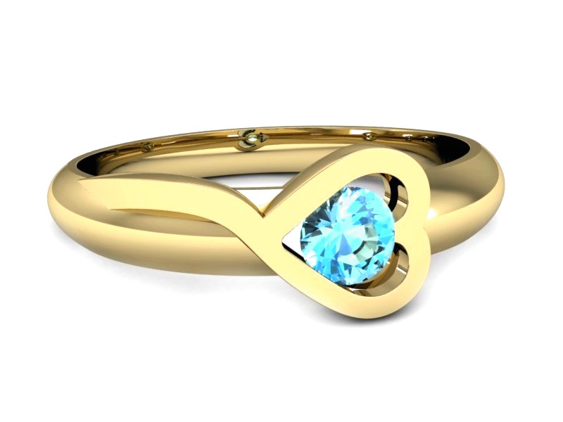 Złoty pierścionek z topazem żółte złoto - p16198za — zdjęcie 2