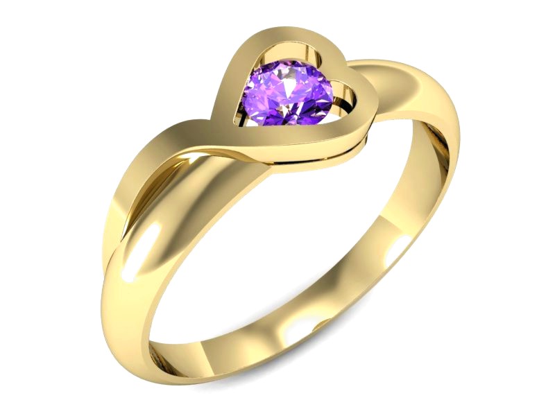 Złoty pierścionek z ametystem żółte złoto - p16198zat
