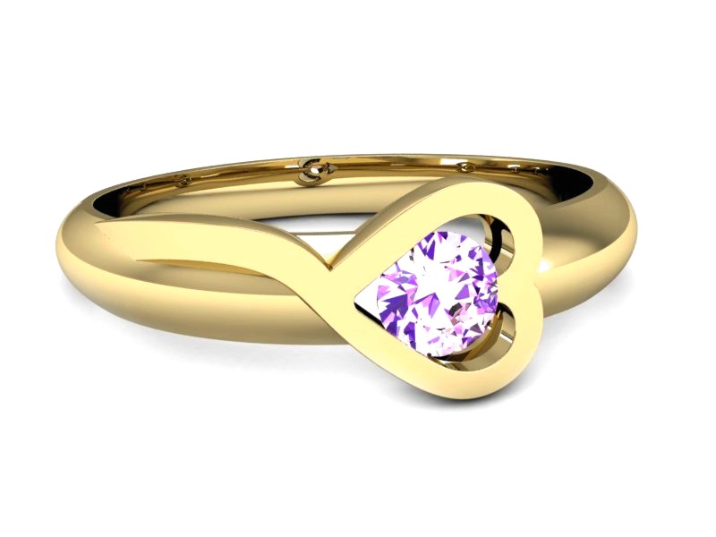 Złoty pierścionek z ametystem żółte złoto - p16198zat — zdjęcie 2