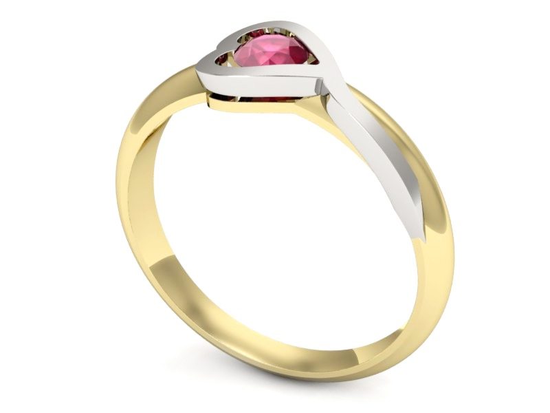 Pierścionek z rubinem żółte białe złoto - p16198zbr — zdjęcie 3