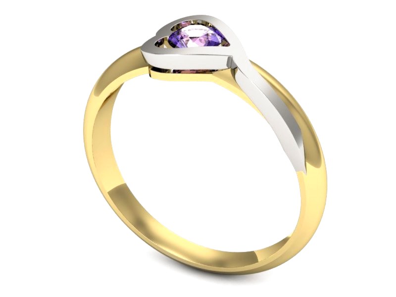 Pierścionek z tanzanitem białe i żółte złoto - p16198zbt — zdjęcie 3