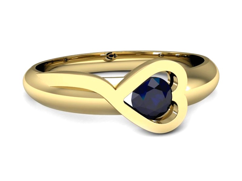 Złoty pierścionek z szafirem żółte złoto - p16198zsz — zdjęcie 2