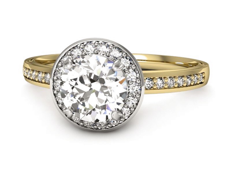 Pierścionek z diamentami żółte i białe złoto - p16199zb — zdjęcie 2