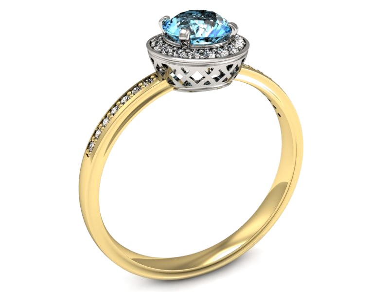 Pierścionek z topazem i brylantami - p16199zba — zdjęcie 3