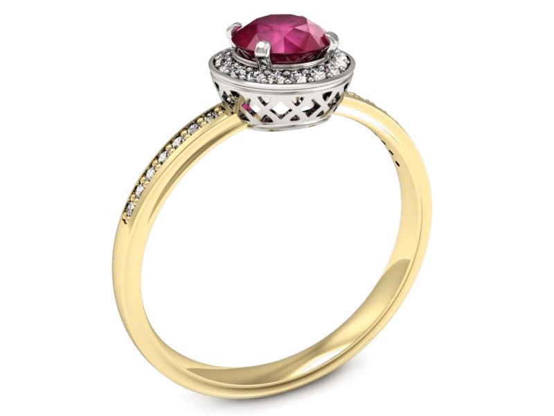 Pierścionek z rubinem i diamentami - p16199zbr — zdjęcie 3