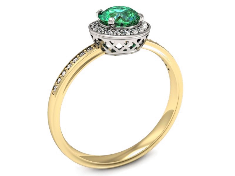 Pierścionek ze szmaragdem i brylantami - p16199zbsm — zdjęcie 3