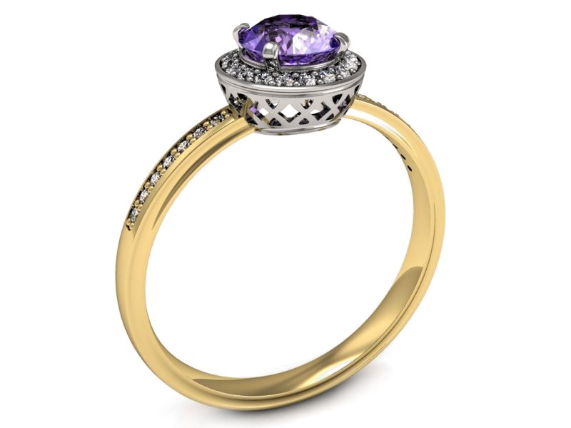 Pierścionek z tanzanitem i brylantami - p16199zbt — zdjęcie 3