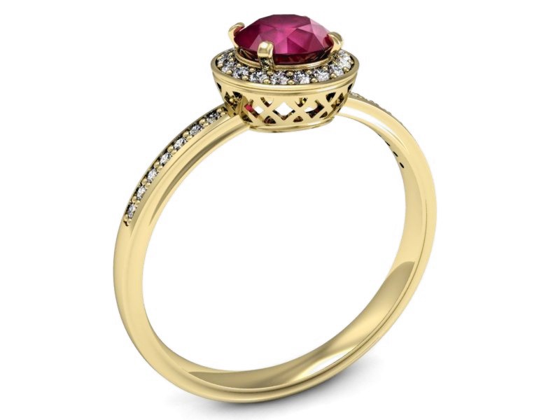 Pierścionek z rubinem i brylantami - p16199zr — zdjęcie 3