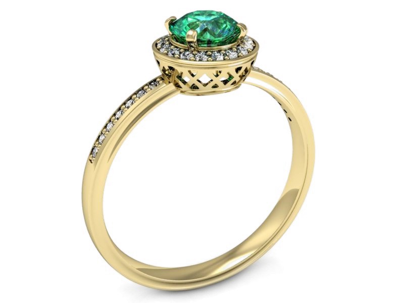 Złoty pierścionek ze szmaragdem i brylantami - p16199zsm — zdjęcie 3