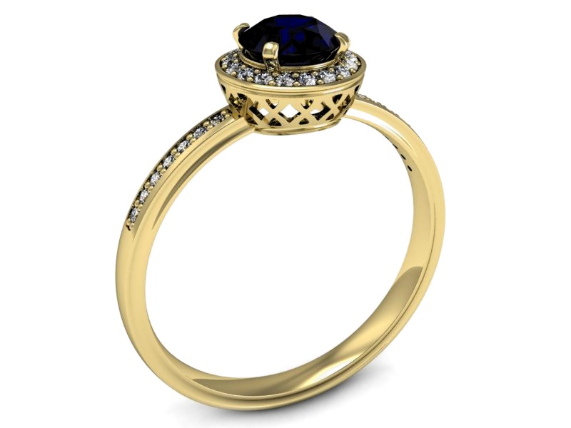 Pierścionek ze spinelem i diamentami żółte złoto - p16199zsp — zdjęcie 3