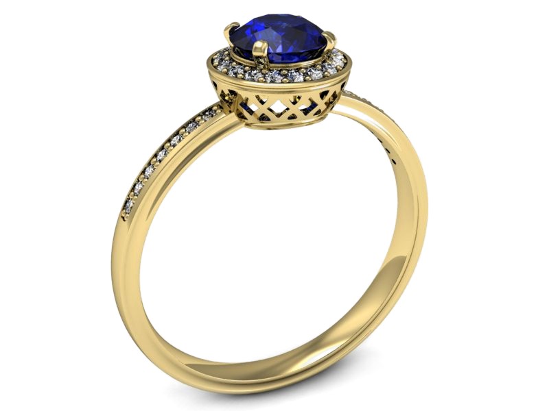 Złoty pierścionek szafir i diamenty żółte złoto - p16199zszc — zdjęcie 3