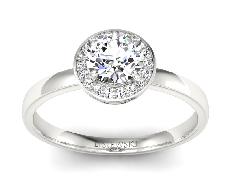 Złoty pierścionek z brylantami białe złoto - p16200b