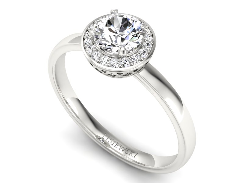 Złoty pierścionek z brylantami białe złoto - p16200b — zdjęcie 3