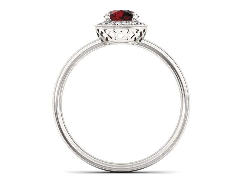 Pierścionek z granatem i brylantami białe złoto - p16200bgr — zdjęcie 2