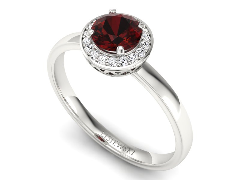 Pierścionek z granatem i brylantami białe złoto - p16200bgr — zdjęcie 3