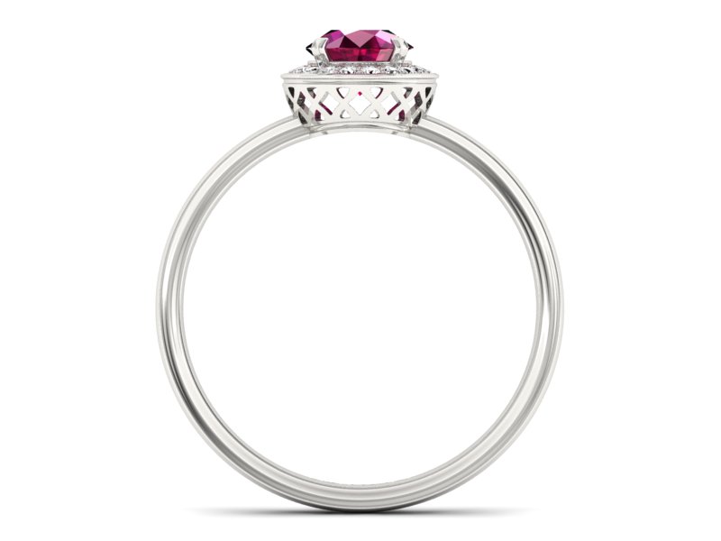 Pierścionek z rubinem i brylantami białe złoto - p16200br — zdjęcie 2