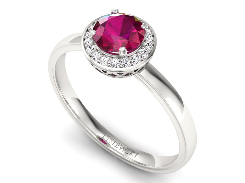 Pierścionek z rubinem i brylantami białe złoto - p16200br — zdjęcie 3