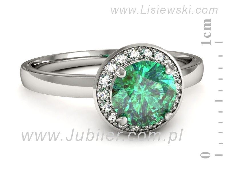 Złoty pierścionek ze szmaragdem i brylantami - p16200bsm — zdjęcie 5
