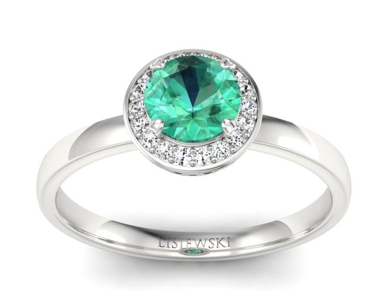 Złoty pierścionek ze szmaragdem i brylantami - p16200bsm