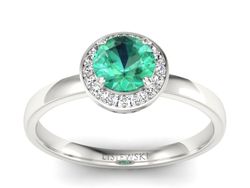 Złoty Pierścionek ze szmaragdem i brylantami - p16200bsm