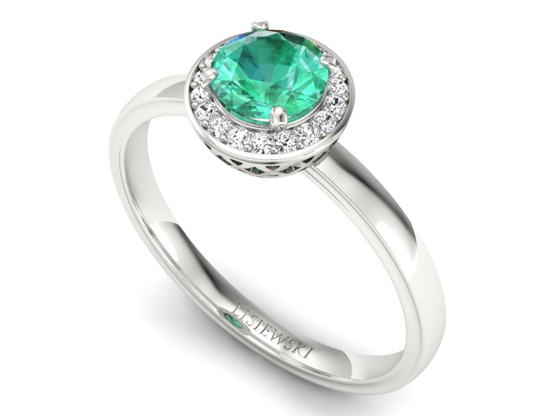 Złoty pierścionek ze szmaragdem i brylantami - p16200bsm — zdjęcie 3