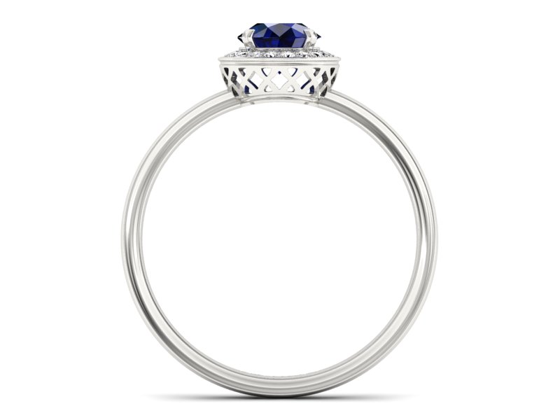 Pierścionek z szafirem i brylantami białe złoto - p16200bsz — zdjęcie 2