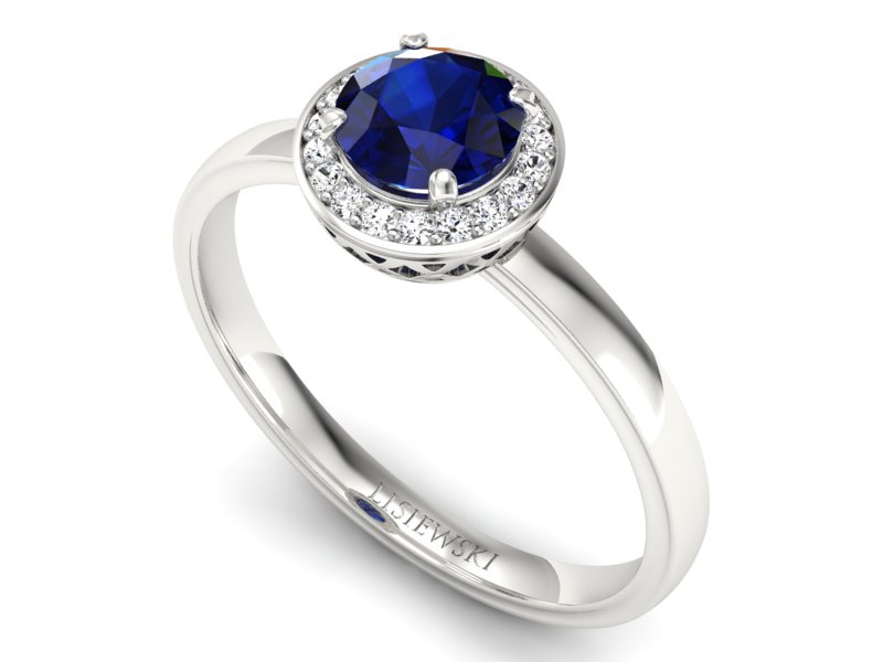 Pierścionek z szafirem i brylantami białe złoto - p16200bsz — zdjęcie 3