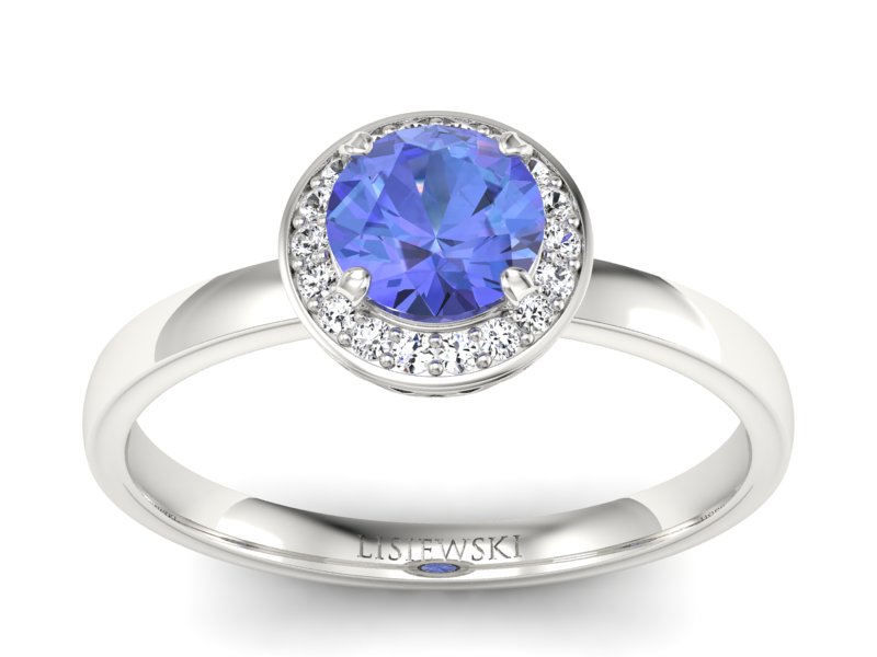 Pierścionek z tanzanitem białe złoto i brylantami - p16200bt
