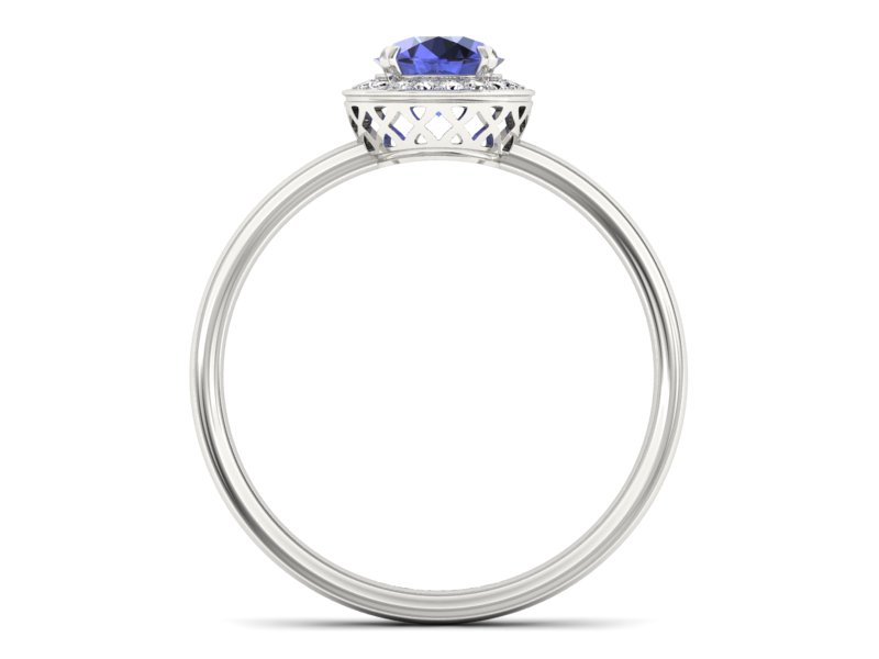 Pierścionek z tanzanitem białe złoto i brylantami - p16200bt — zdjęcie 2