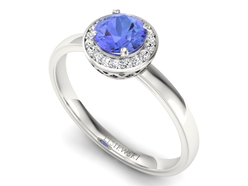 Pierścionek z tanzanitem białe złoto i brylantami - p16200bt — zdjęcie 3