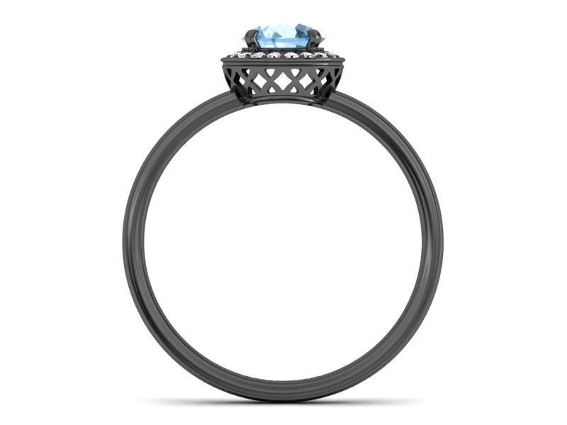 Pierścionek z topazem i brylantami czarne złoto - p16200cza — zdjęcie 2