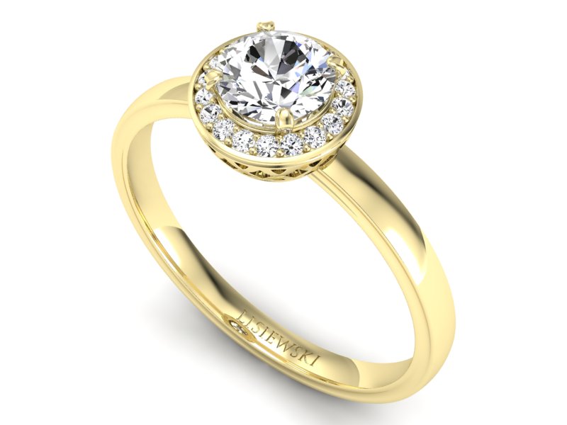 Złoty pierścionek z brylantami żółte złoto - p16200z — zdjęcie 3