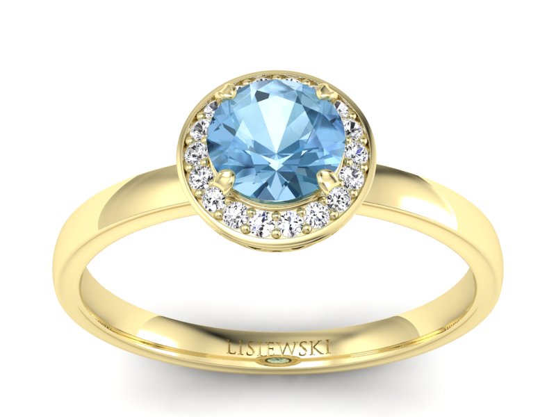 Złoty pierścionek z topazem i brylantami - p16200za