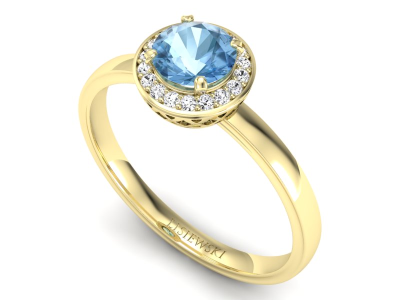 Złoty pierścionek z topazem i brylantami - p16200za — zdjęcie 3