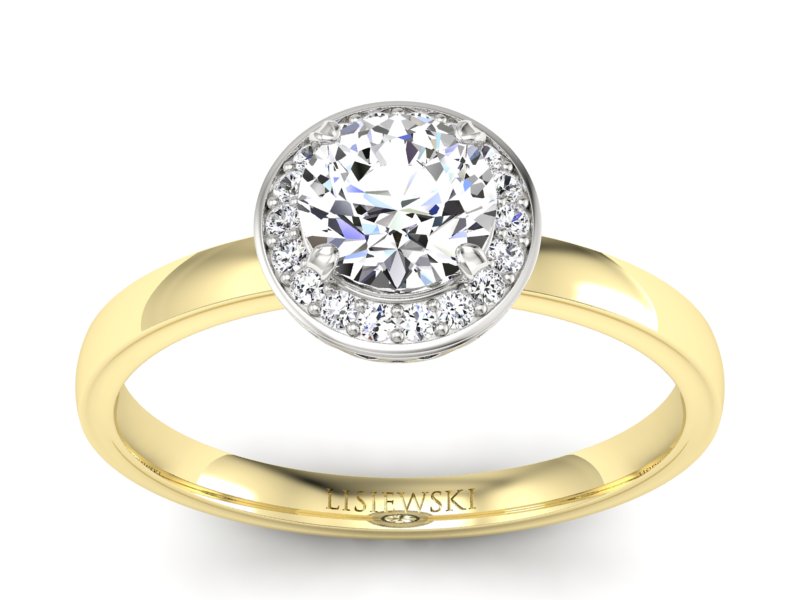 Złoty pierścionek z brylantami białe żółte złoto - p16200zb