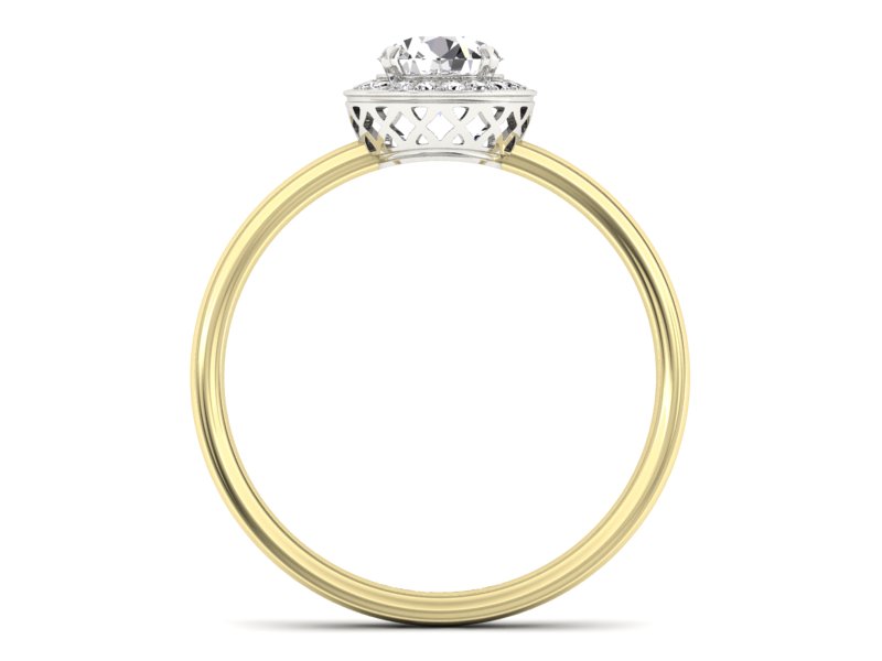 Złoty pierścionek z brylantami białe żółte złoto - p16200zb — zdjęcie 2