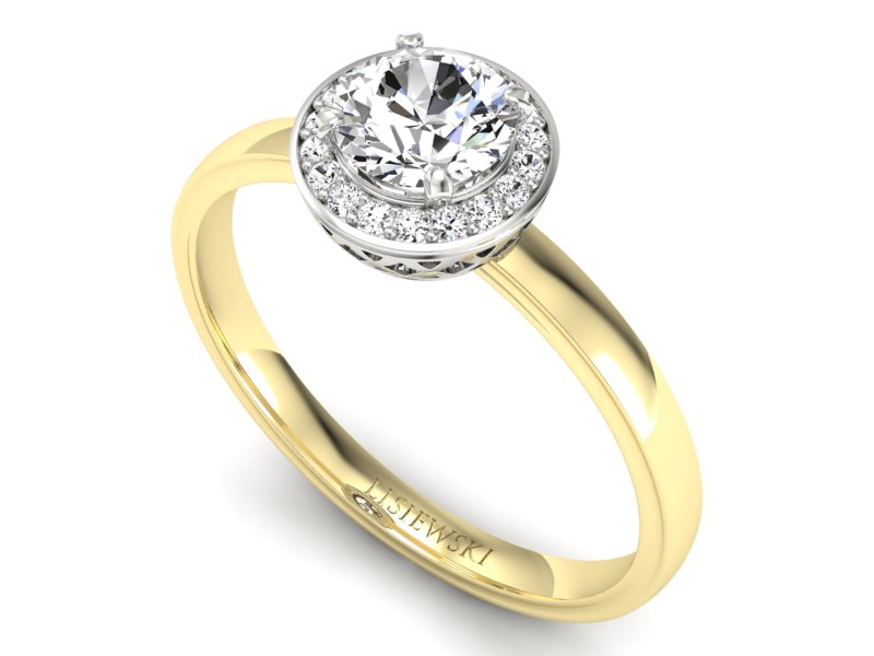 Złoty pierścionek z brylantami białe żółte złoto - p16200zb — zdjęcie 3