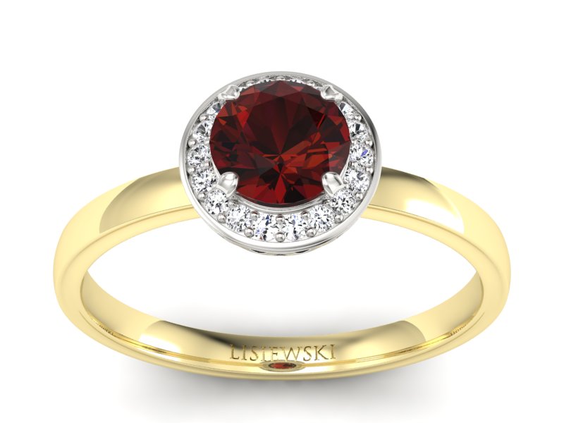 Pierścionek z granatem i brylantami - p16200zbgr