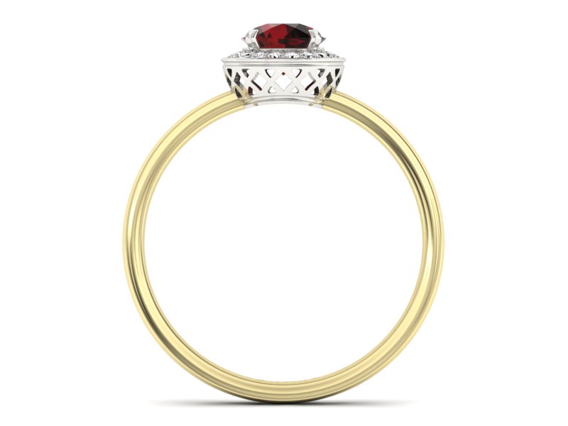 Pierścionek z granatem i brylantami - p16200zbgr — zdjęcie 2