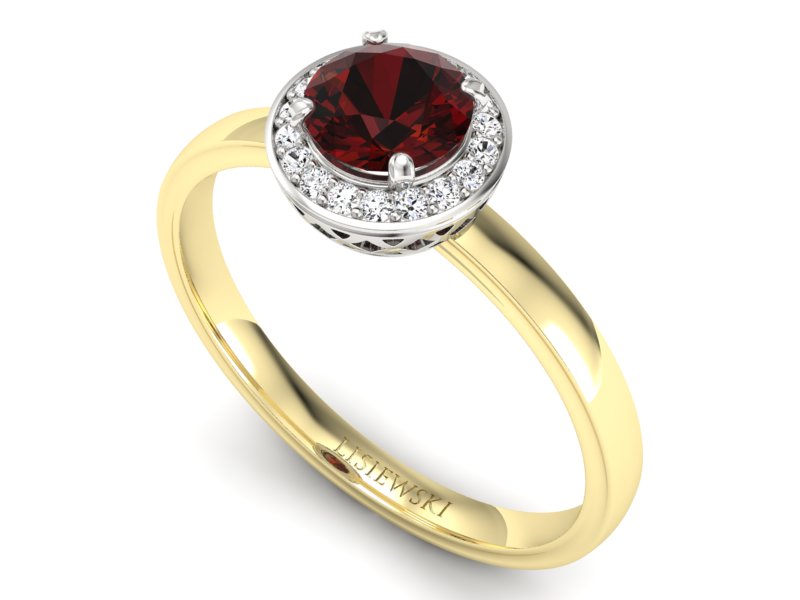 Pierścionek z granatem i brylantami - p16200zbgr — zdjęcie 3