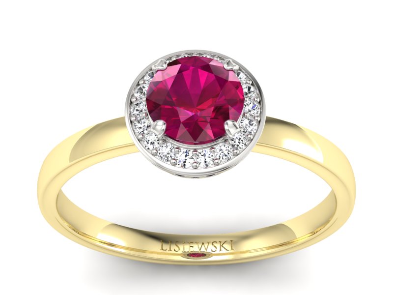 Pierścionek z rubinem i brylantami - p16200zbr