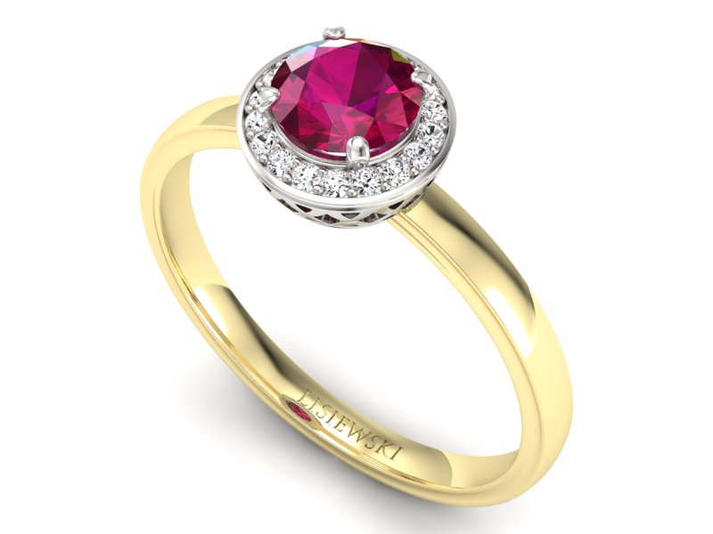 Pierścionek z rubinem i brylantami - p16200zbr — zdjęcie 3