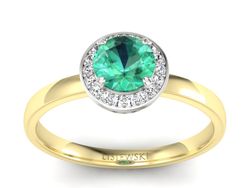 Złoty Pierścionek ze szmaragdem i brylantami - p16200zbsm