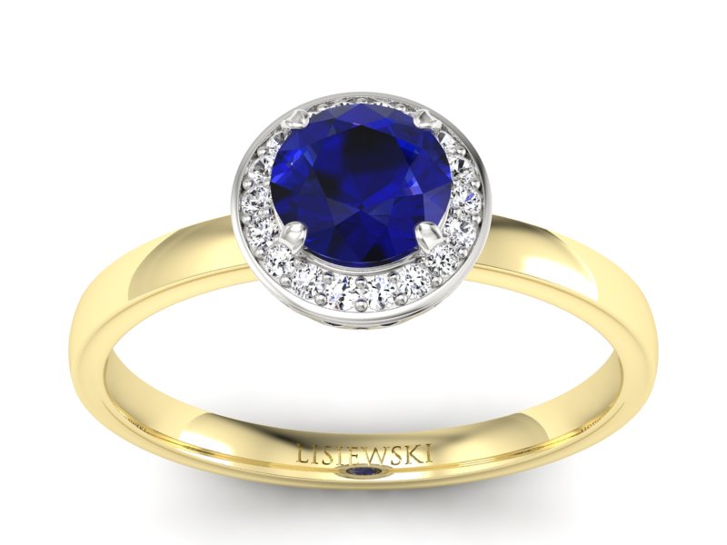 Złoty pierścionek ze spinelem i diamentami - p16200zbsp