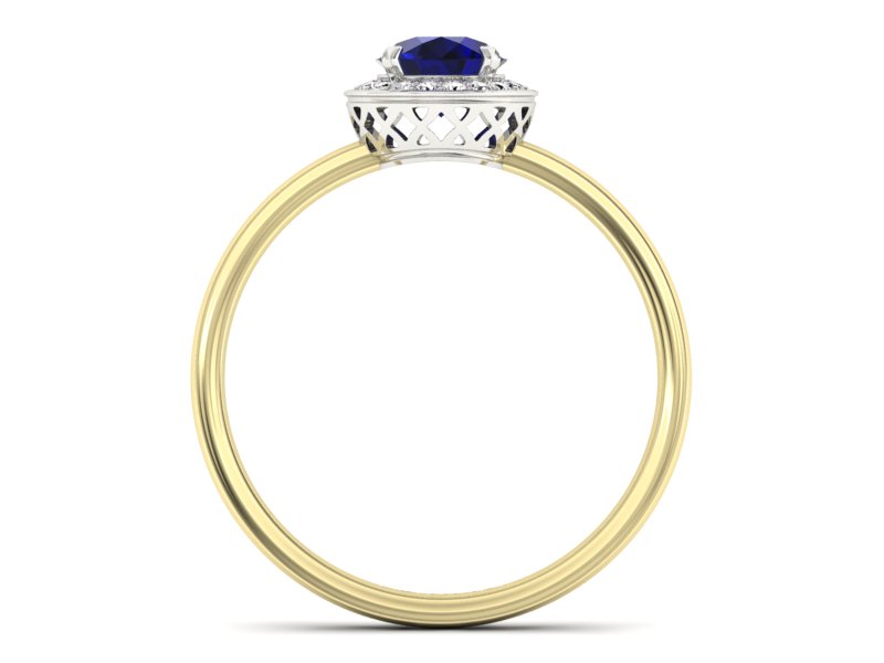 Złoty pierścionek ze spinelem i diamentami - p16200zbsp — zdjęcie 2