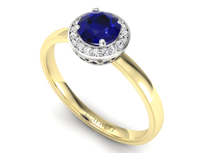 Złoty pierścionek ze spinelem i diamentami - p16200zbsp — zdjęcie 3