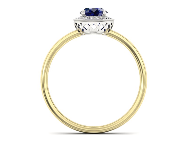 Pierścionek z szafirem i diamentami - p16200zbsz — zdjęcie 2