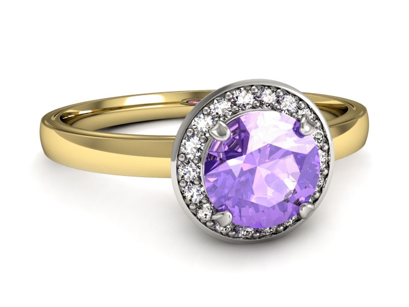 Złoty pierścionek z tanzanitem i brylantami - p16200zbt — zdjęcie 5