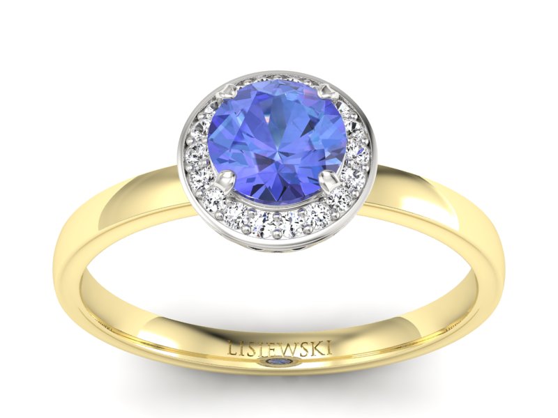 Złoty pierścionek z tanzanitem i brylantami - p16200zbt