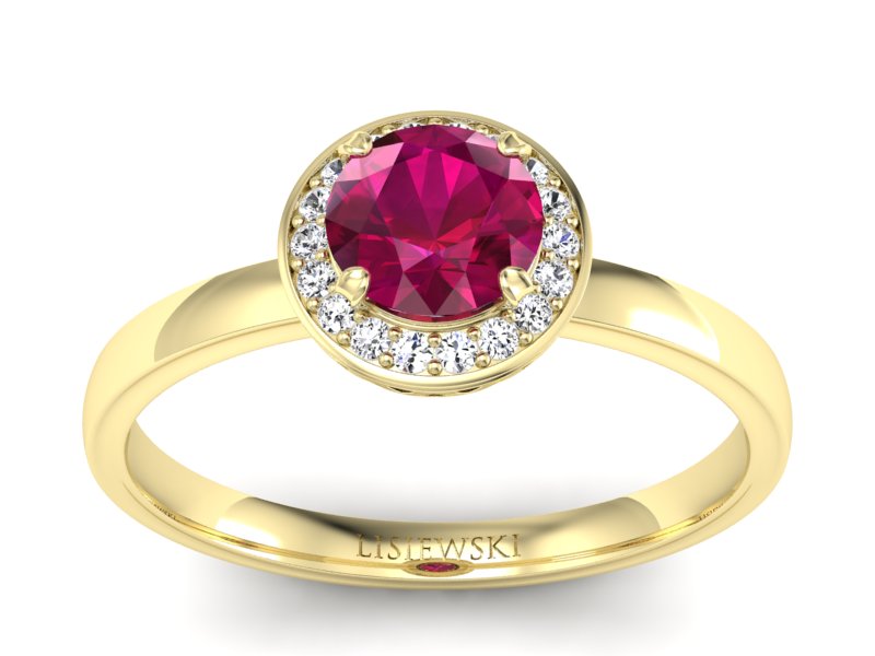 Pierścionek zaręczynowy z rubinem i brylantami - p16200zr